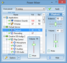 Windows audio mixer - Power Mixer